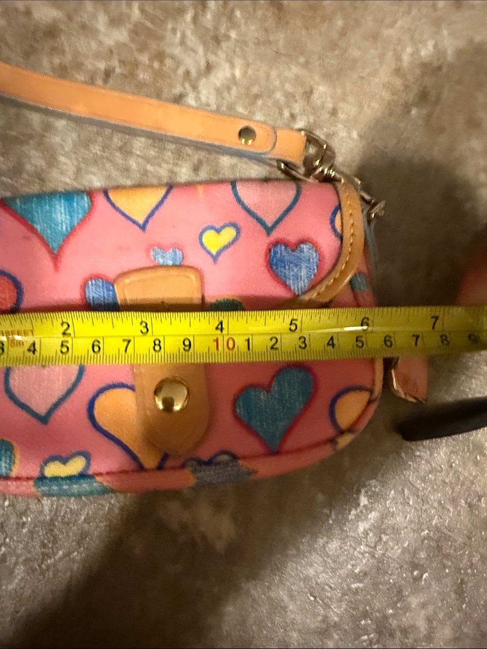 Dooney & Bourke Pink Multi Colored Hearts Wristlet - Picture 2 of 5